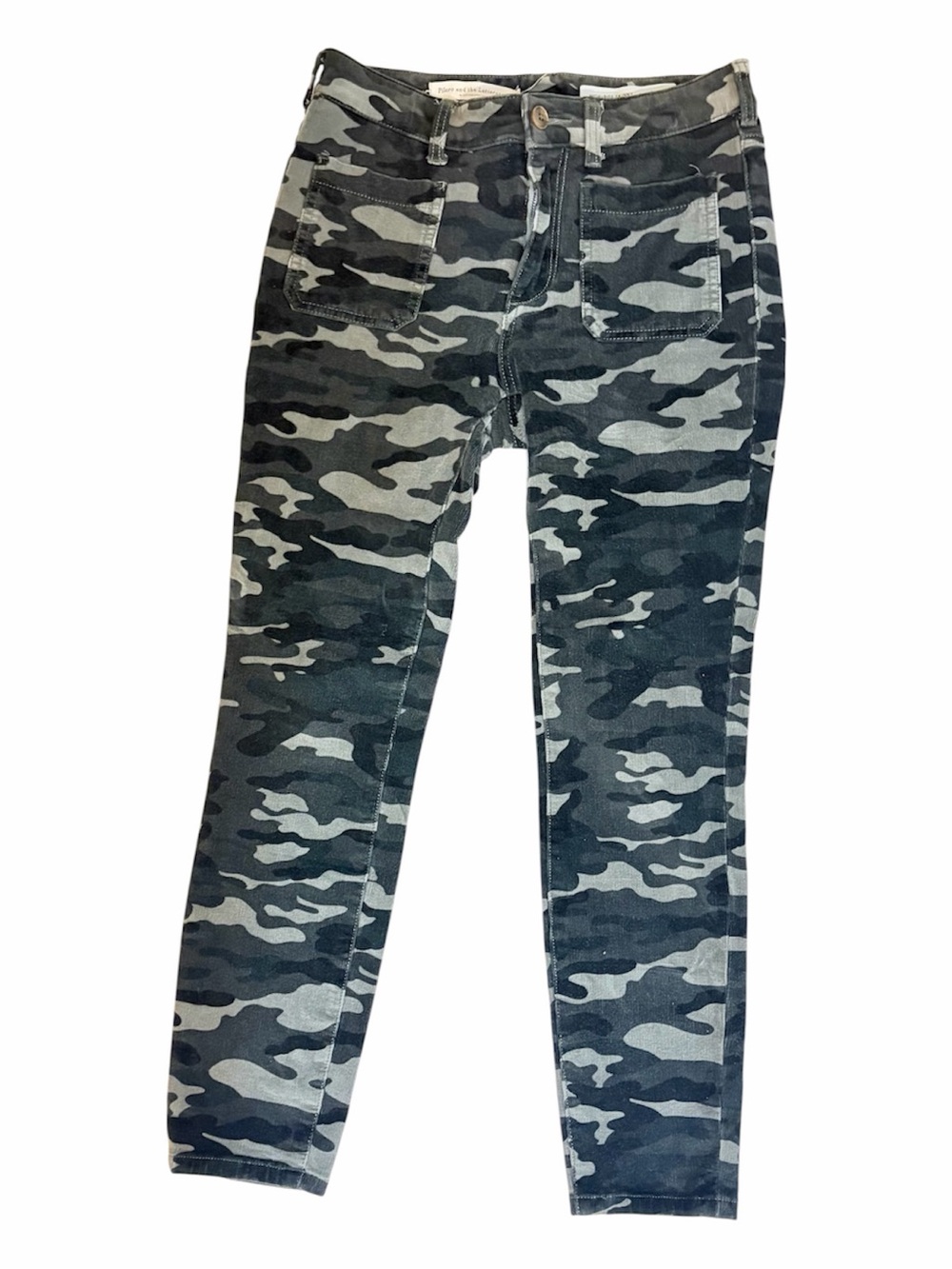 Anthropologie Pilot & The Letterpress Green Camo Corduroy Skinny Jeans